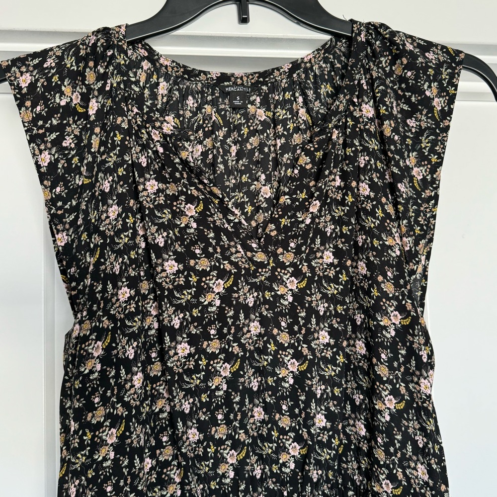 J. Crew Black Floral Midi Dress